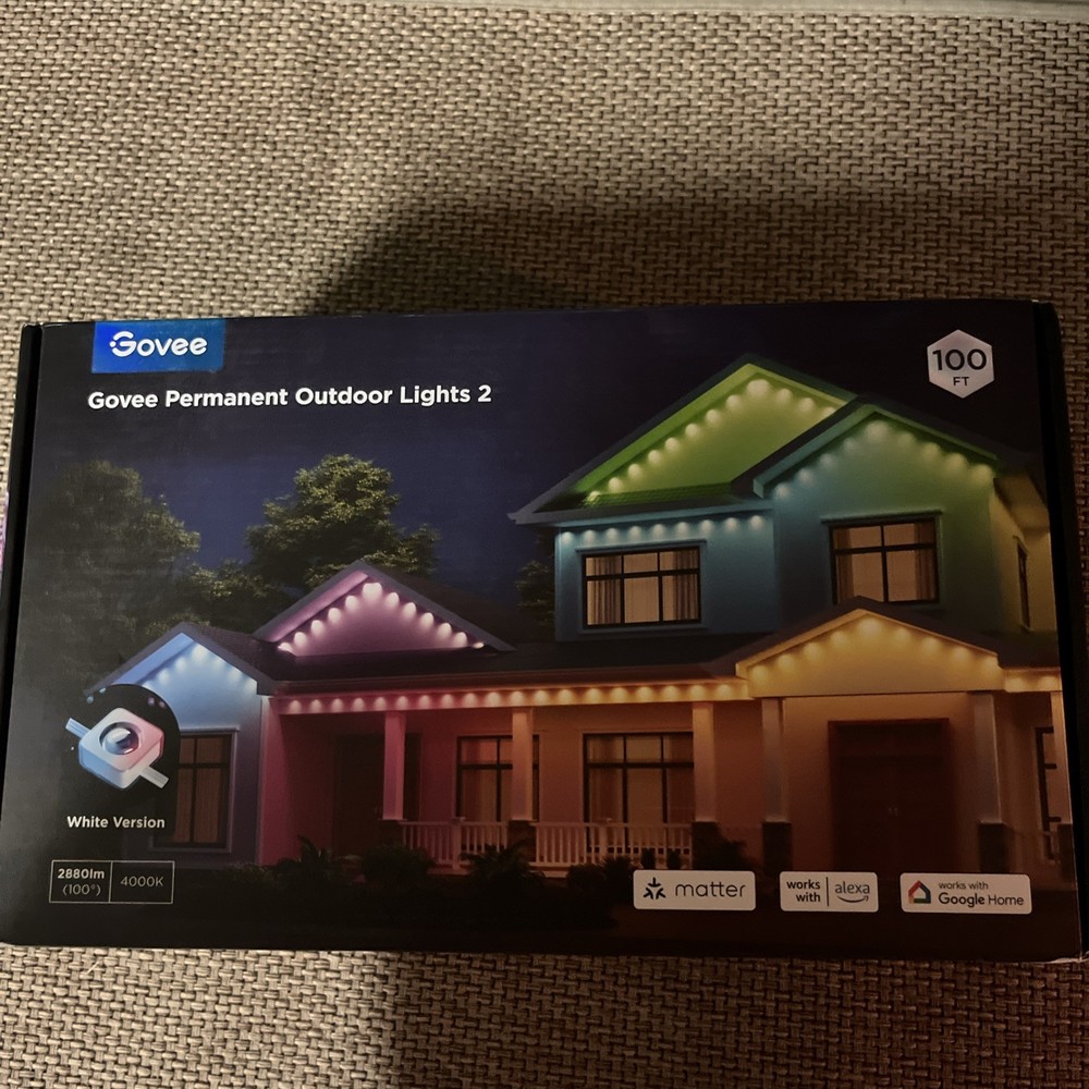 Govee Permanent Outdoor Lights 2, 100ft RGBIC H705E 72 LED Lights White Unused