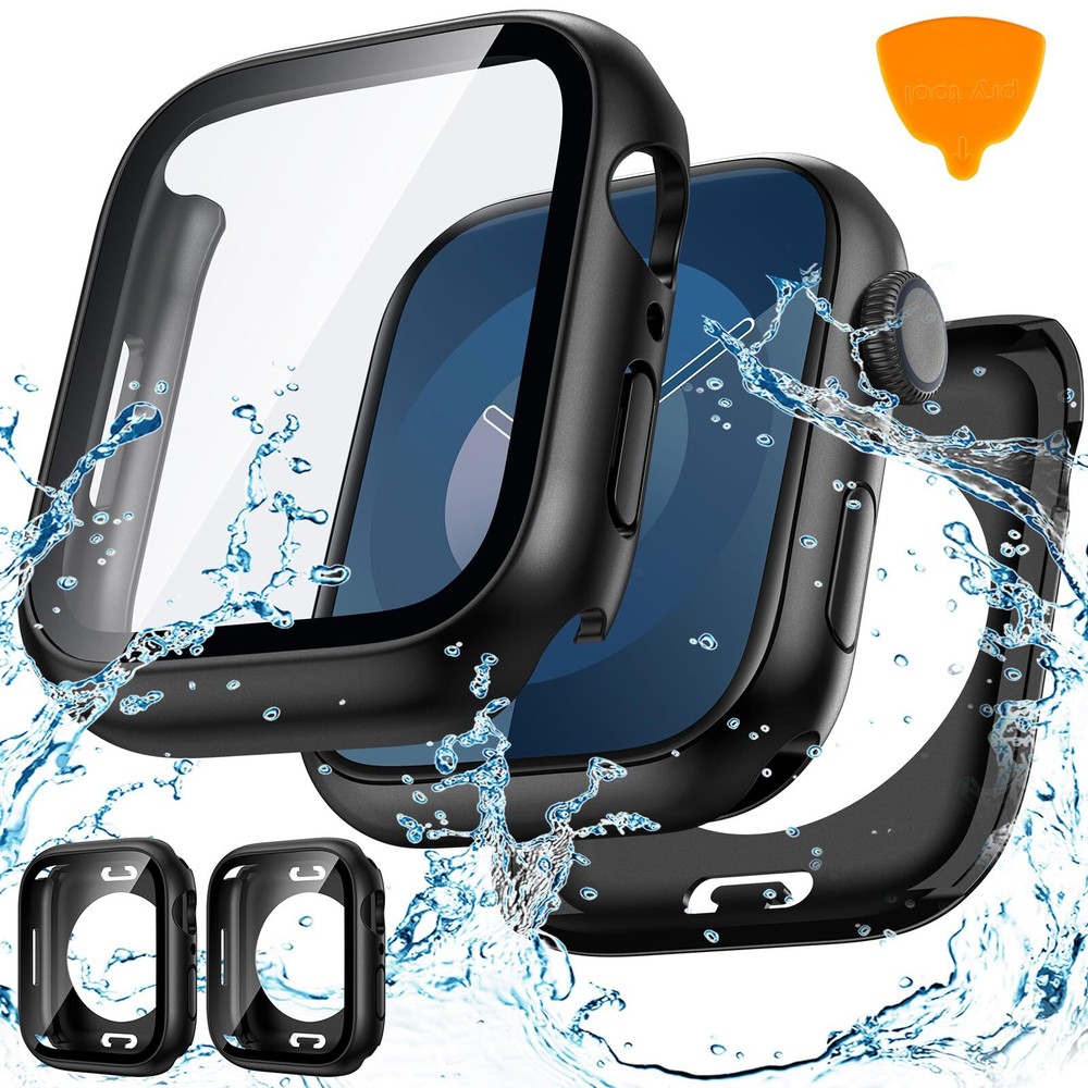 2-Pack Goton Waterproof Apple Watch Case for Series 9 8 7 Screen Protector 45mm,