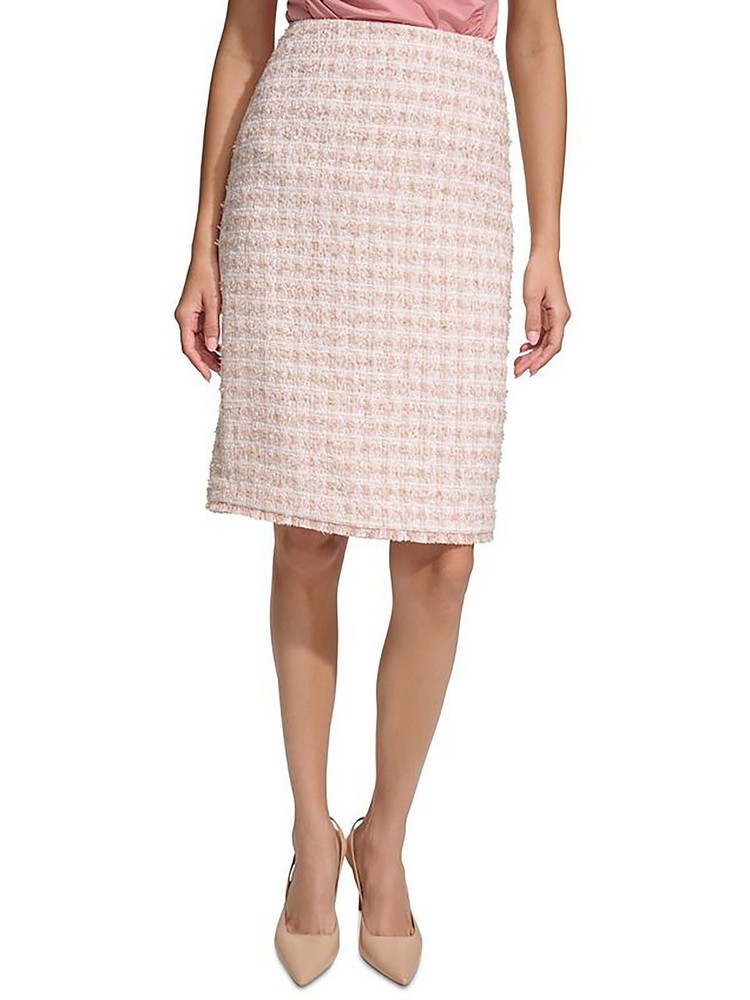 Calvin Klein Womens Pink Glen Plaid Pencil Skirt Size 6 Spring Chic