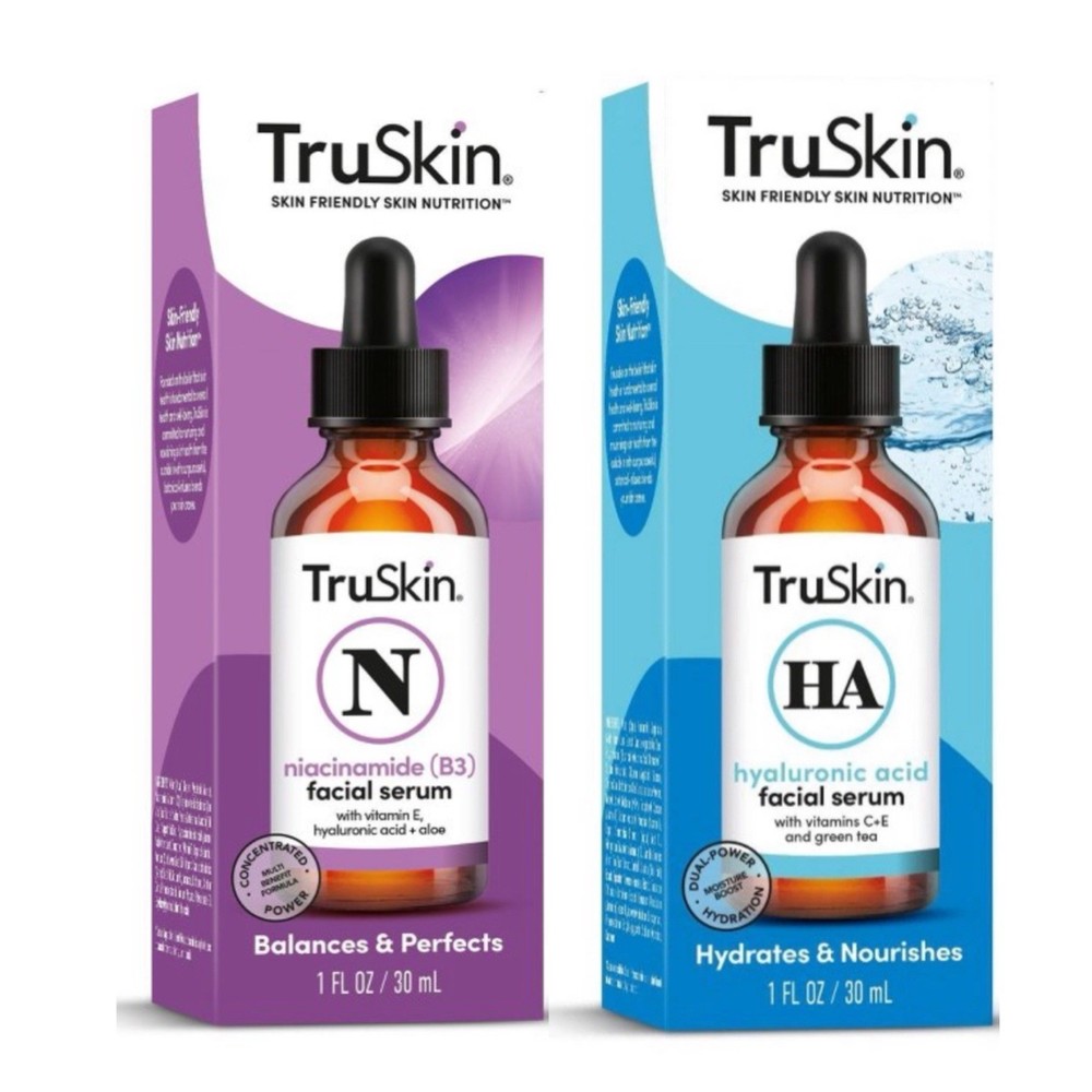 TruSkin Hyaluronic Acid & Niacinamide Serum with Vitamins C & E, 1oz Bundle