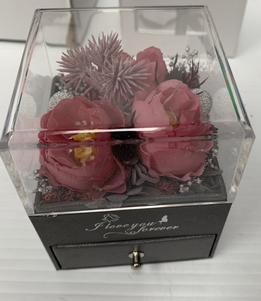 mothers day gift Jewelry Box With Dried Flowers On Top Layer And Necklace Drawer-image