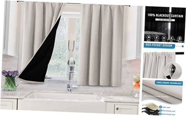 100% Blackout Curtains for Bedroom Short 42
