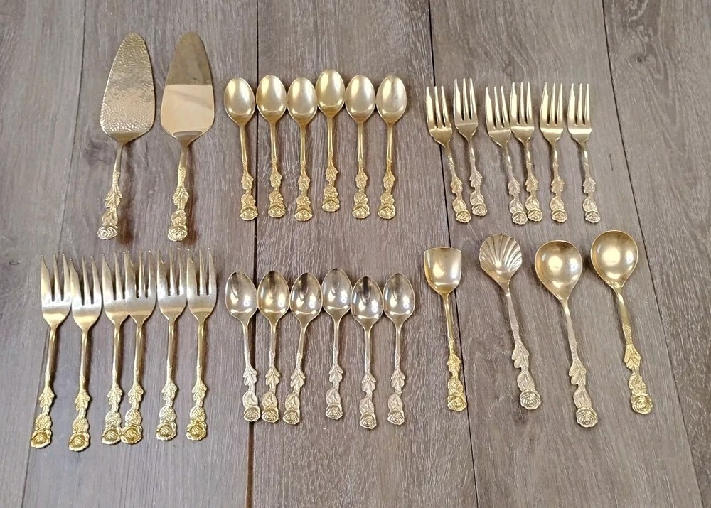Solingen 30-Piece 18/10 Stainless Steel Gold Plated Flatware Set