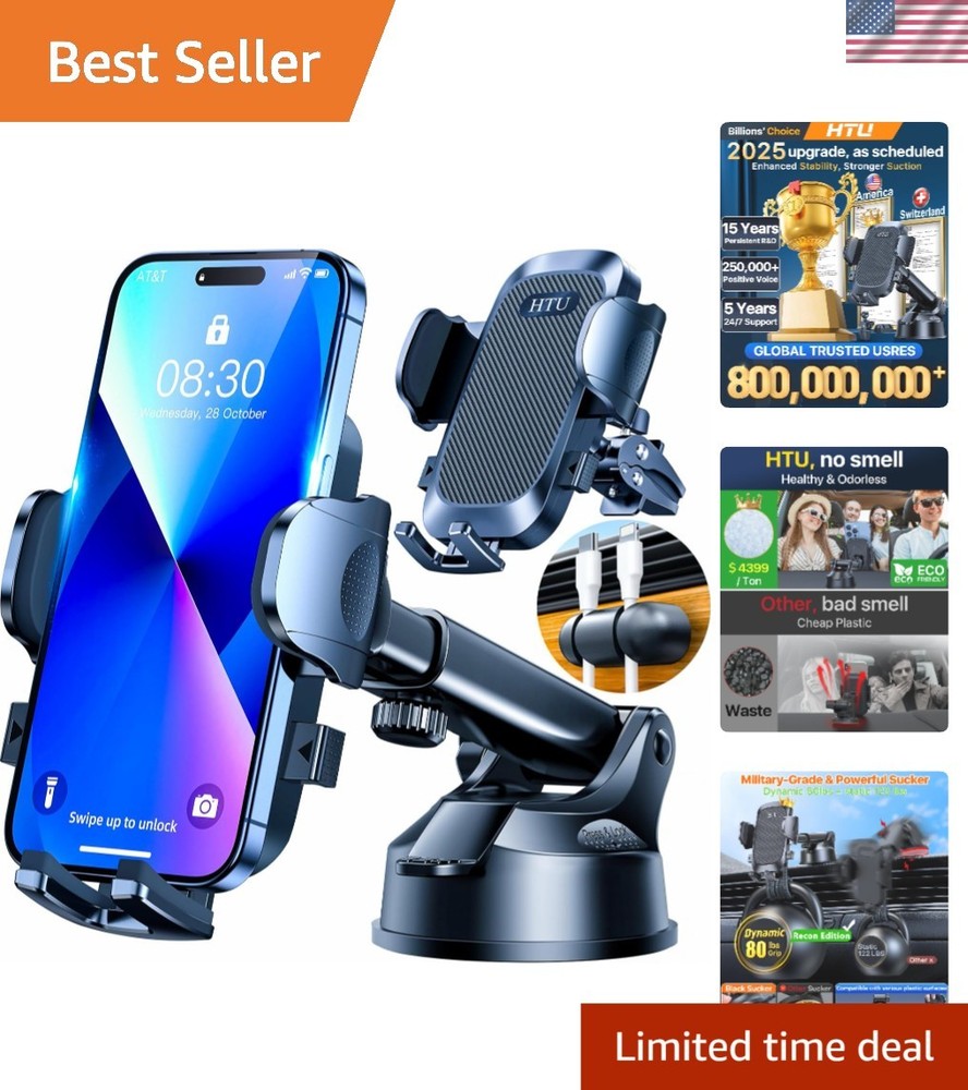 3-in-1 Smartphone Holder for Dashboard & Windshield – Shock Resistant