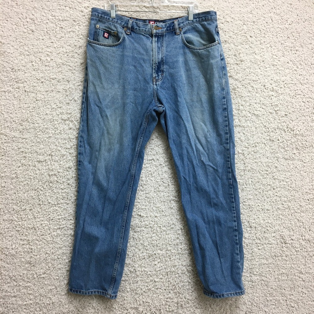 VINTAGE Chaps Ralph Lauren Jeans 38x32 Mens Blue Denim Straight Relaxed Fit Logo