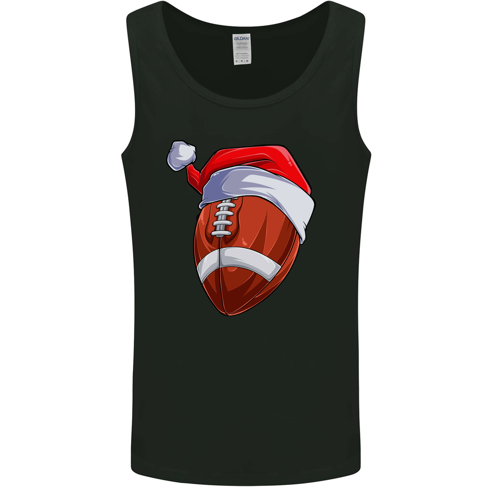 Christmas American Football Santa Hat Xmas Mens Vest Tank Top