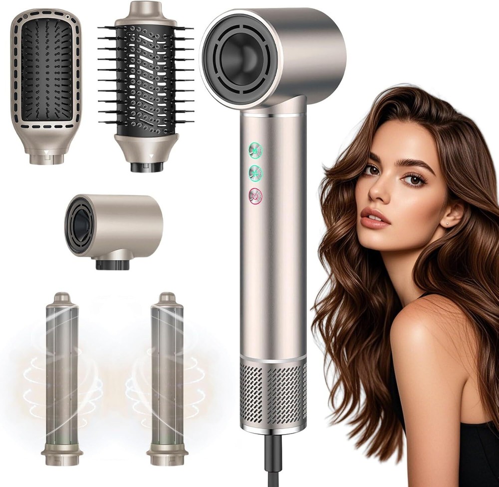 5 in 1 Brush Hair Dryer Curling Wand  Brush Straightening Brush Blow Dryer