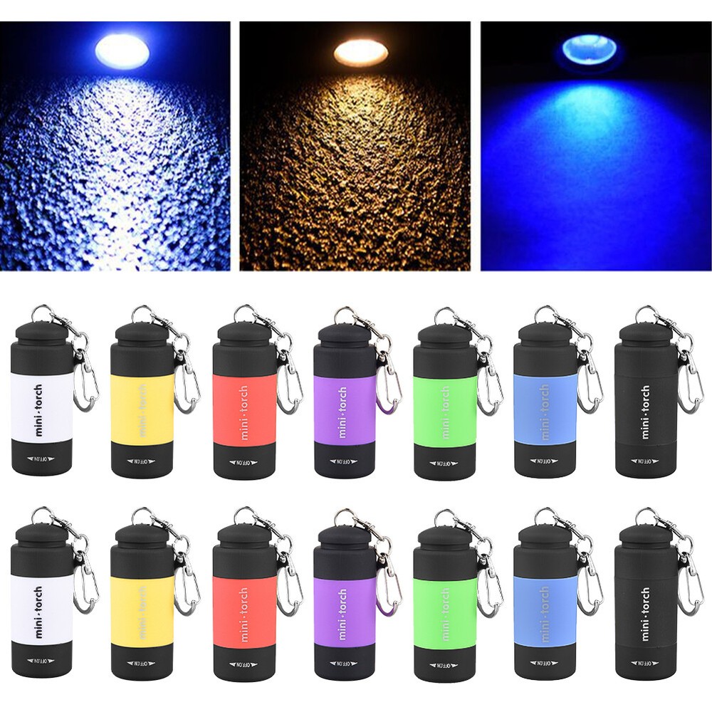 Mini USB Rechargeable LED Keychain Flashlight Waterproof for Camping