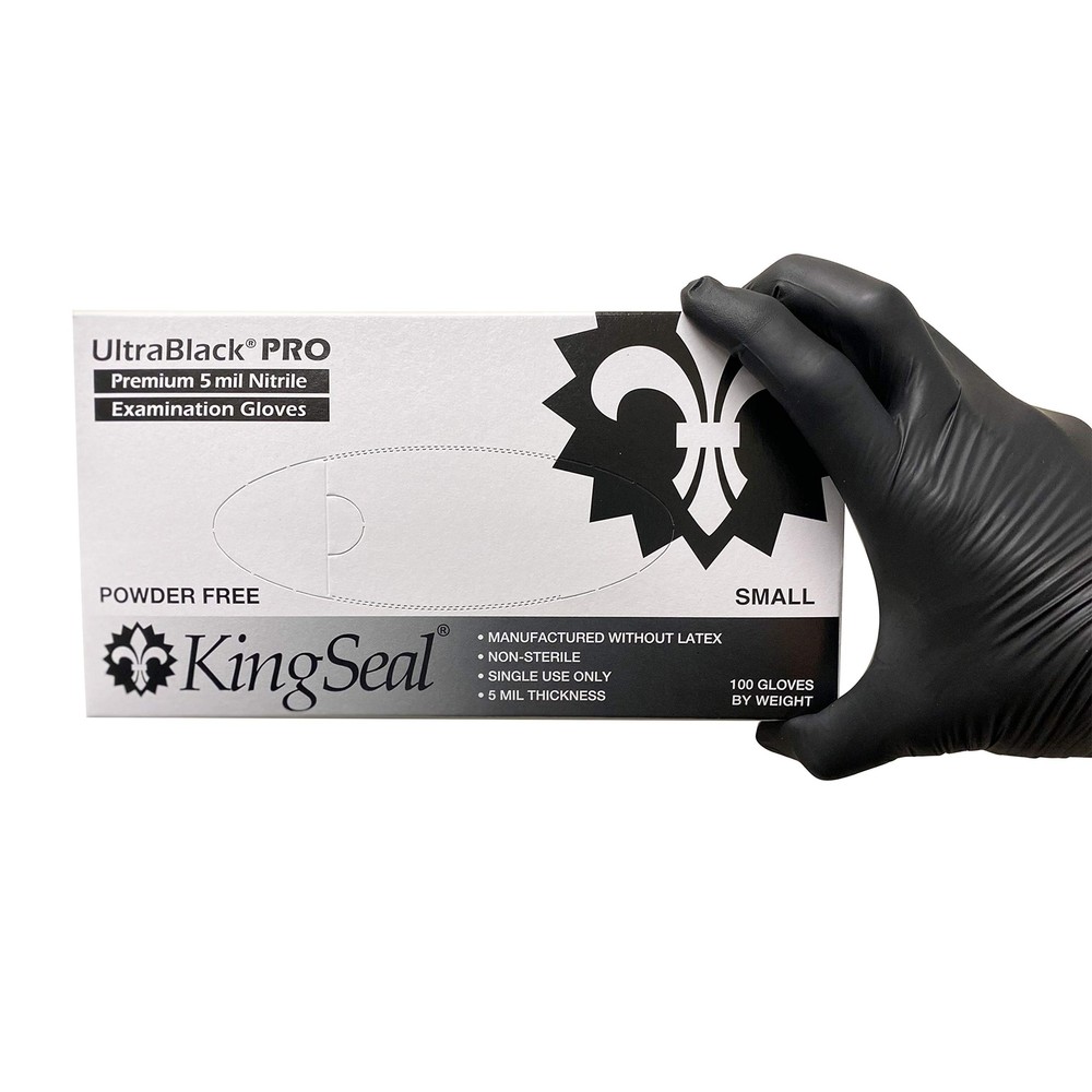 UltraBlack-PRO SMALL Medical Grade Nitrile Exam Gloves, Black, 5 MIL, Texture...