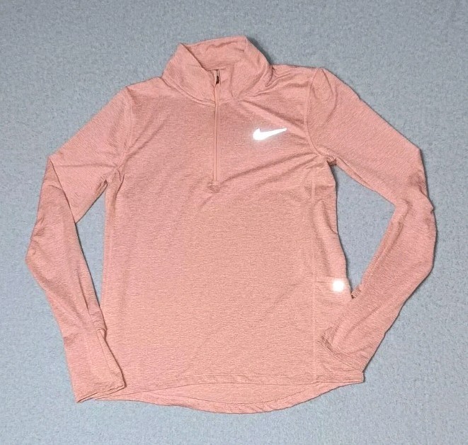 Nike Running Dri Fit 1/4 Zip Up Jacket Womens Size XS Heather Light Pink...