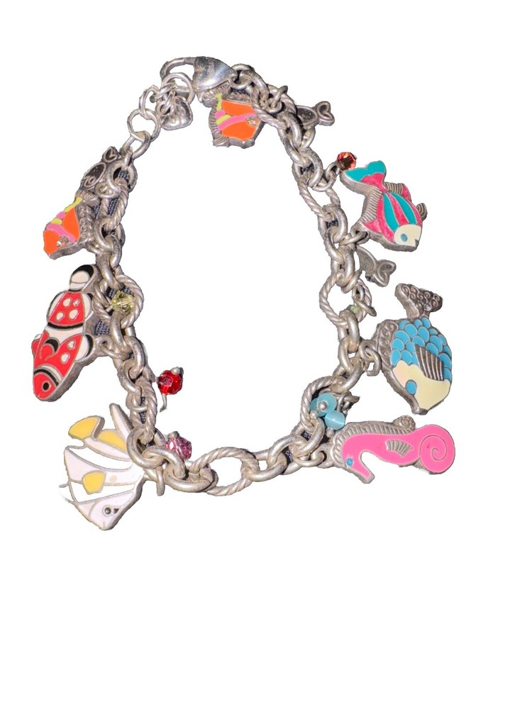 Brighton Sea Frolic Fish Enamel Seahorse Tropical Charm Bracelet  