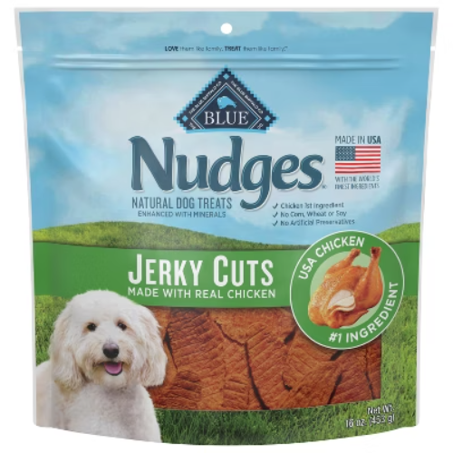 Blue Buffalo Nudges Chicken Jerky Cuts Natural Dog Treats 16oz