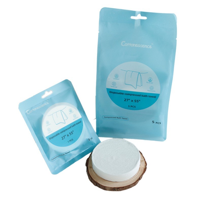 5pcs Compressed Towel Outdoor Travel Camping Cotton Bath Towels 55 X 27Inch blue