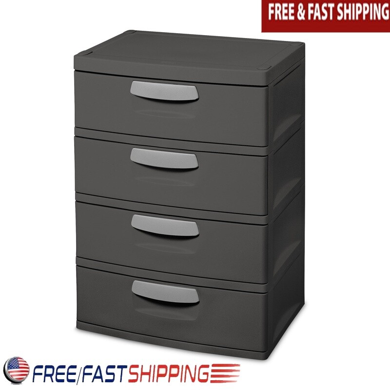 4 Drawer Plastic Storage Unit Freestanding Organizer Home Garage & Basement New