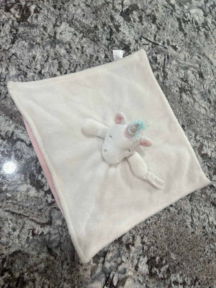 Carters Unicorn Pacifier Holder Baby Blanket with Rainbow Mane Lovey