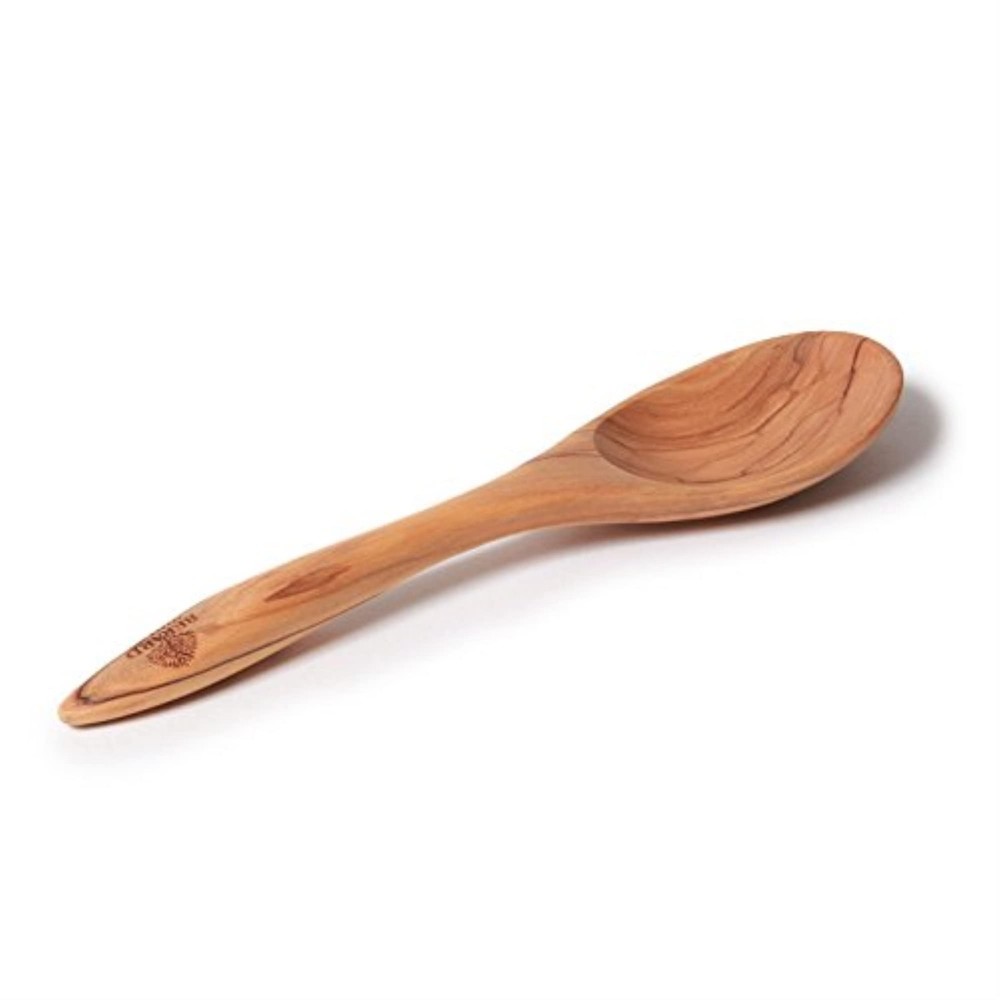 French Olive Wood 12-Inch Handcrafted Wooden Spoon from Terra Collection