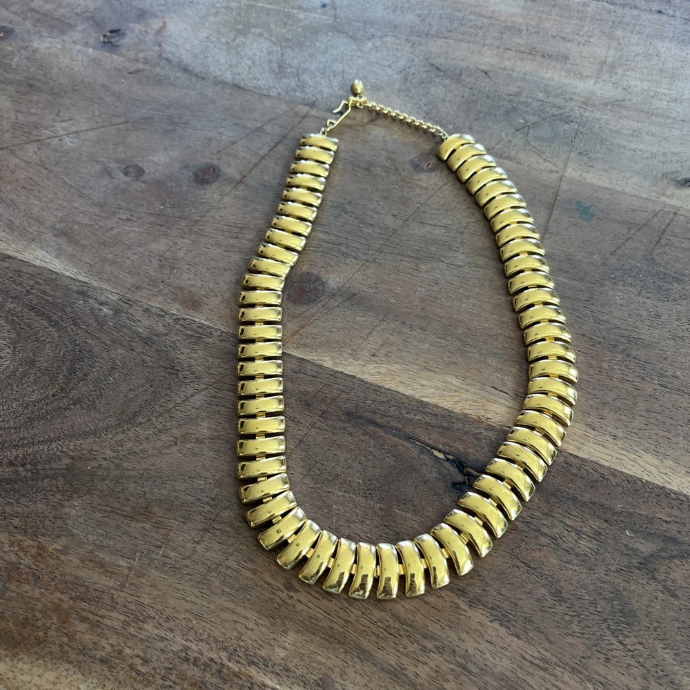 Vintage Napier Signed Gold Tone Chunky Statement Necklace 1980s