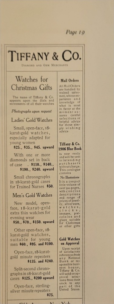 1905 Tiffany & Co Watches For Christmas Sale Antique Print Ad  Fifth Ave NY-image