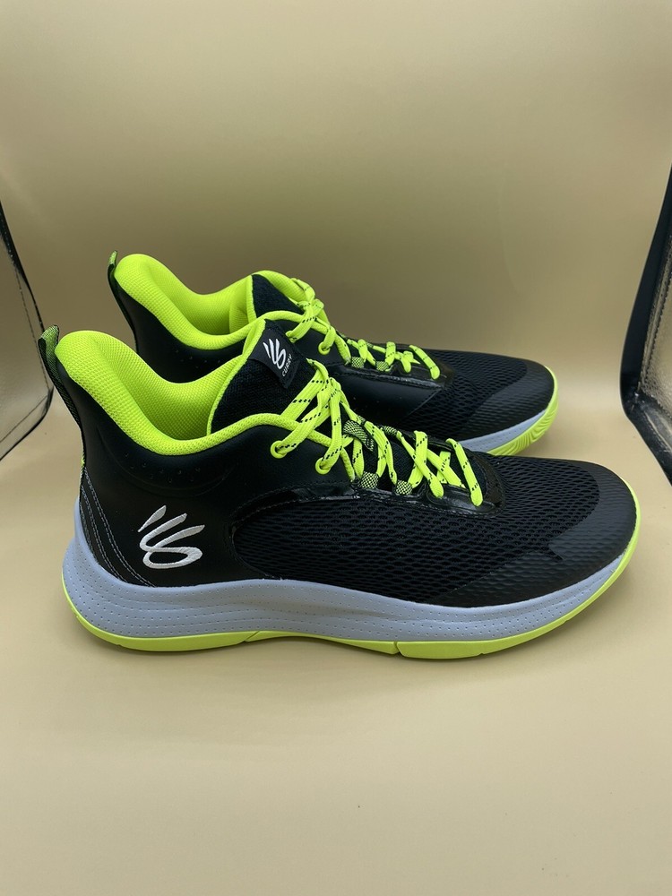Size 11 Under Armour Curry 3Z6 Black Gry Green Men’s Basketball Shoes New No Box