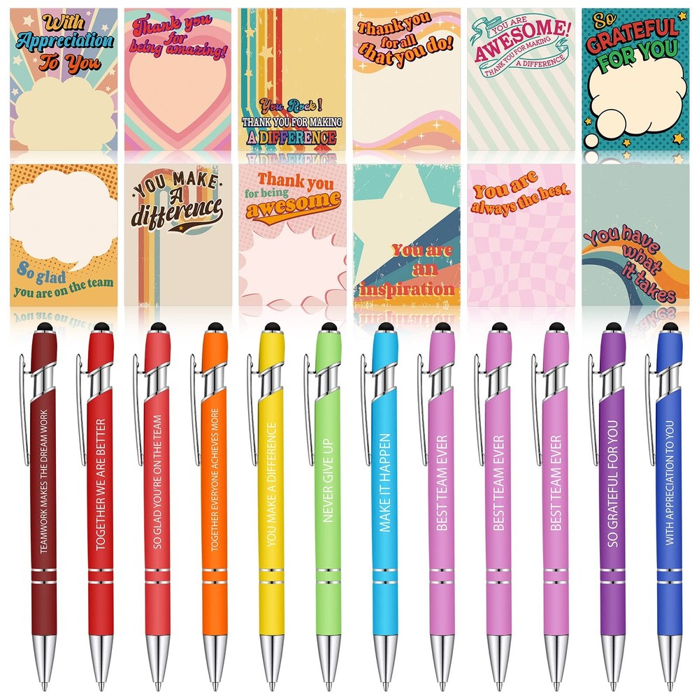 24 Sarcastic Notepads with Sayings & Ballpoint Pens - Funny 3x4 Sticky Notes