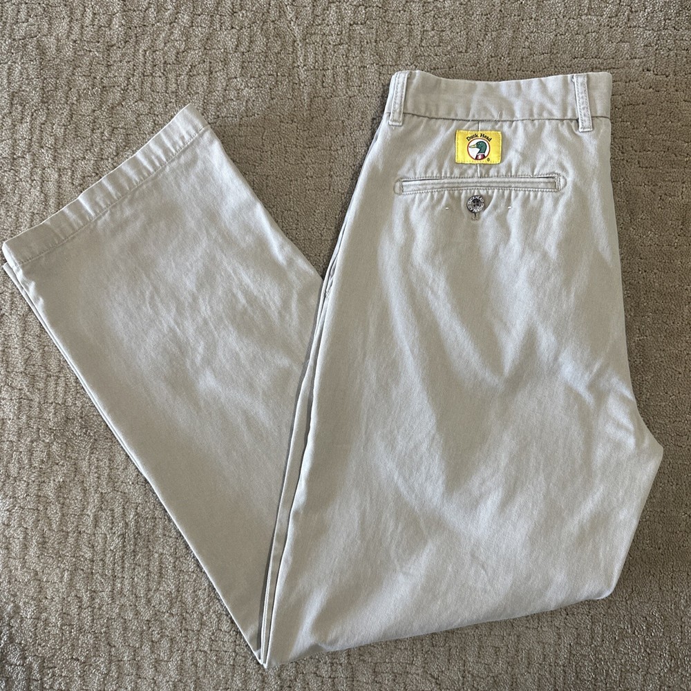 Duck Head Classic Fit Chino パンツ サイズ 34x32 カジュアル フラット フロント ダック ロゴ パッチ