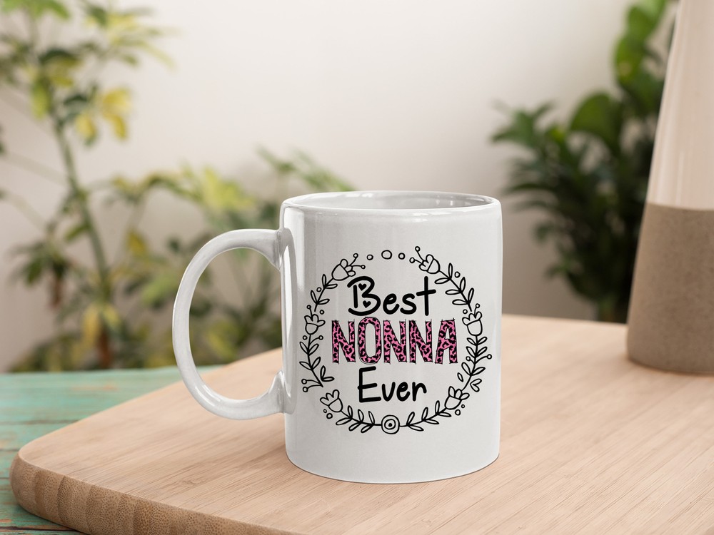 Pink Leopard Best Nonna Ever Flowers Mug for Mothers Day Gift
