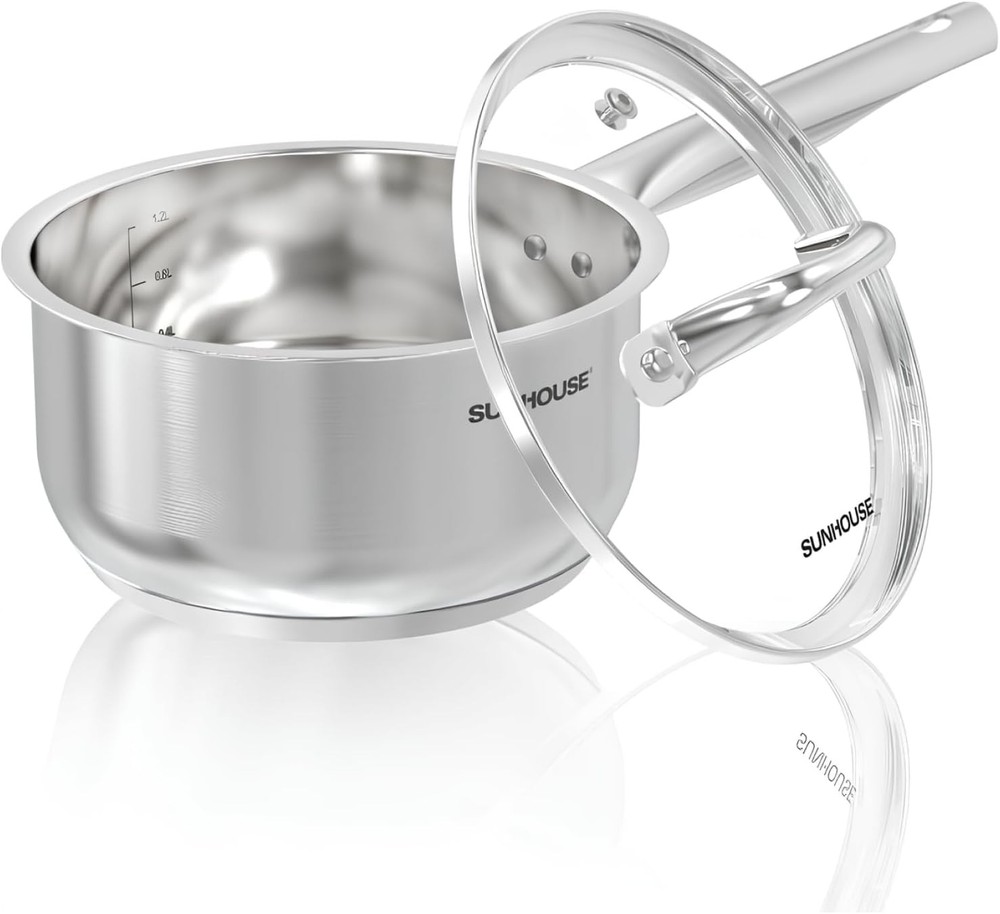 – 1.5 quart Stainless Steel Sauce Pan with Lid - PFOA-FREE, Stainless Steel S...