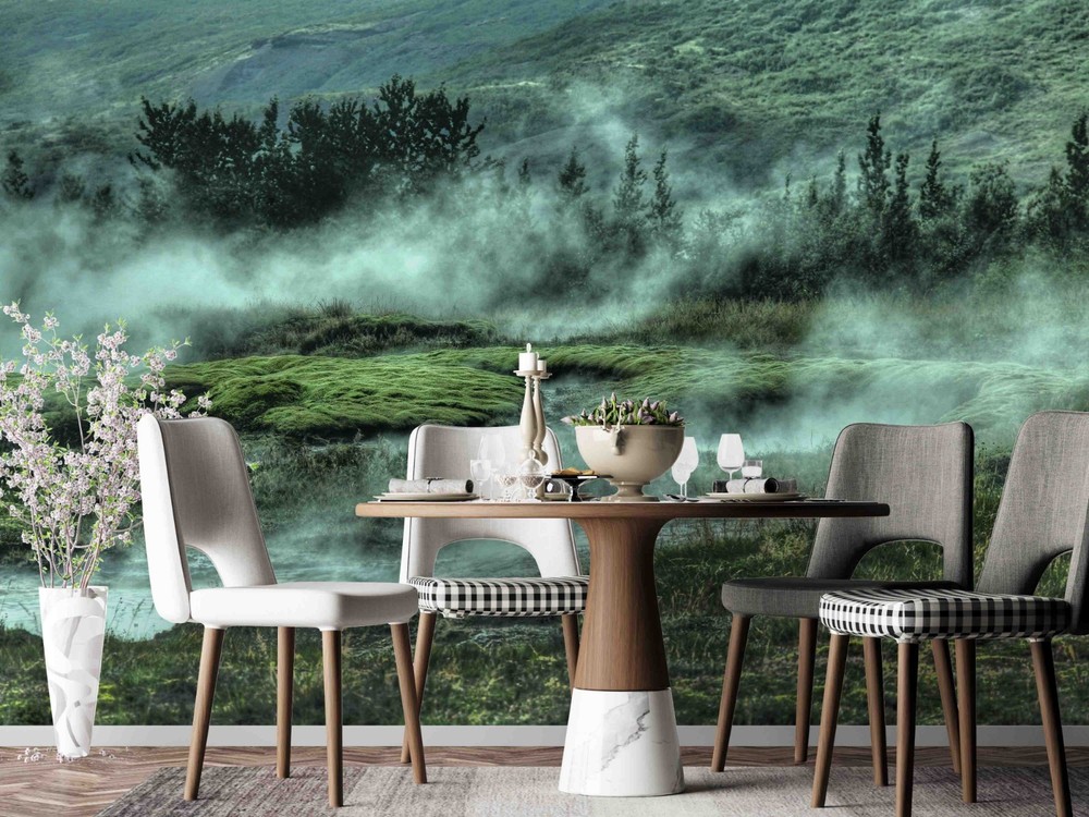 3D Mountains Fields Mist Landscape Wall Murals Wallpaper Murals Wall Sticker