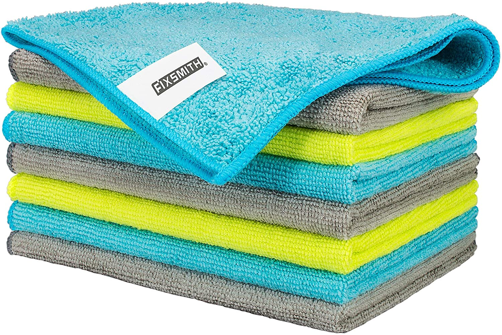Microfiber Cleaning Cloth Pack  8, 12x16 In, Highly Absorbent, Lint-Free, Multi