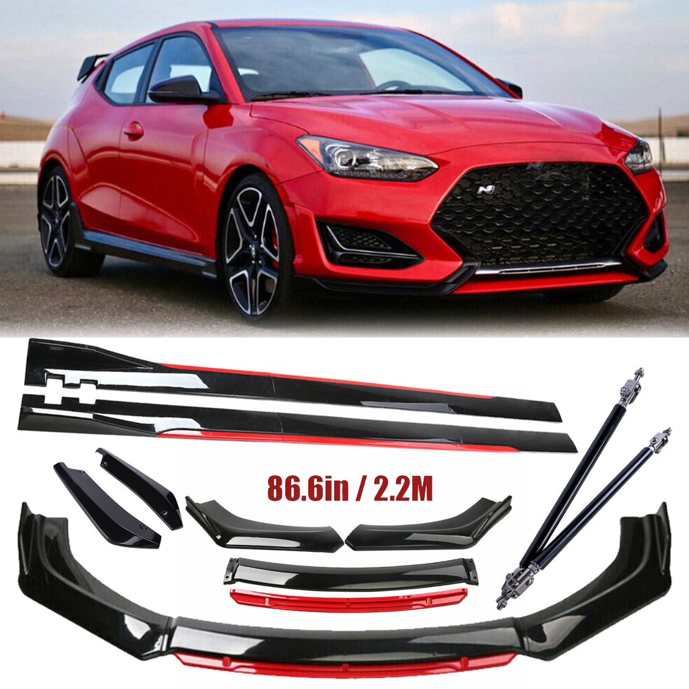 For Hyundai Veloster N Front Bumper Lip Spoiler Splitter Side Skirt Glossy