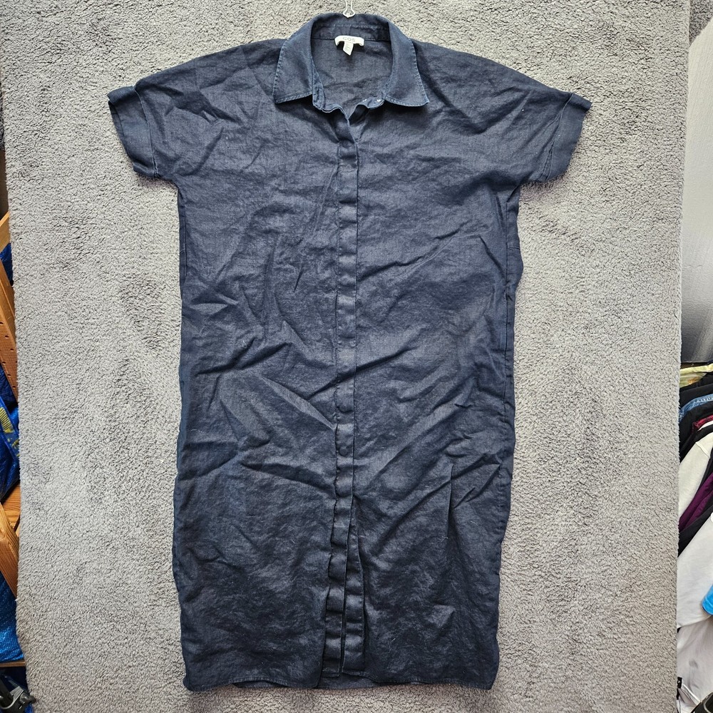 COS Shirt Dress Women Size Small Black Collared Button Front Short Sleeve