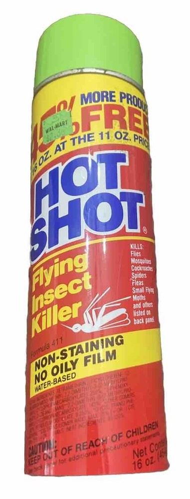 1986 Tin Hot Shot Flying Insect Killer Movie Prop Half Full Can