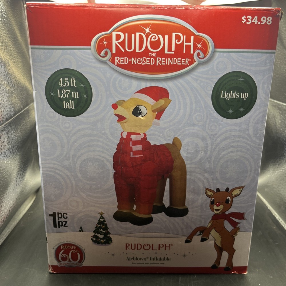 Rudolph the Rednosed Reindeer 4.5 Ft. Christmas Yard Inflatable Decor LED 2017