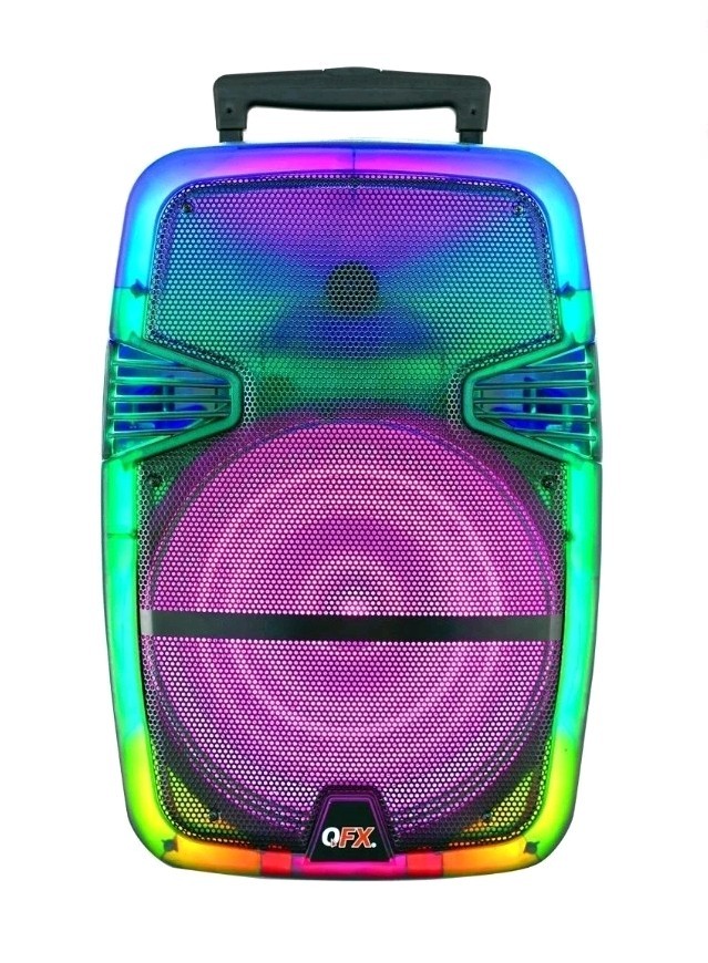QFX Portable Bluetooth Rechargeable Speaker with Party Lights, TMS-1560, Multico