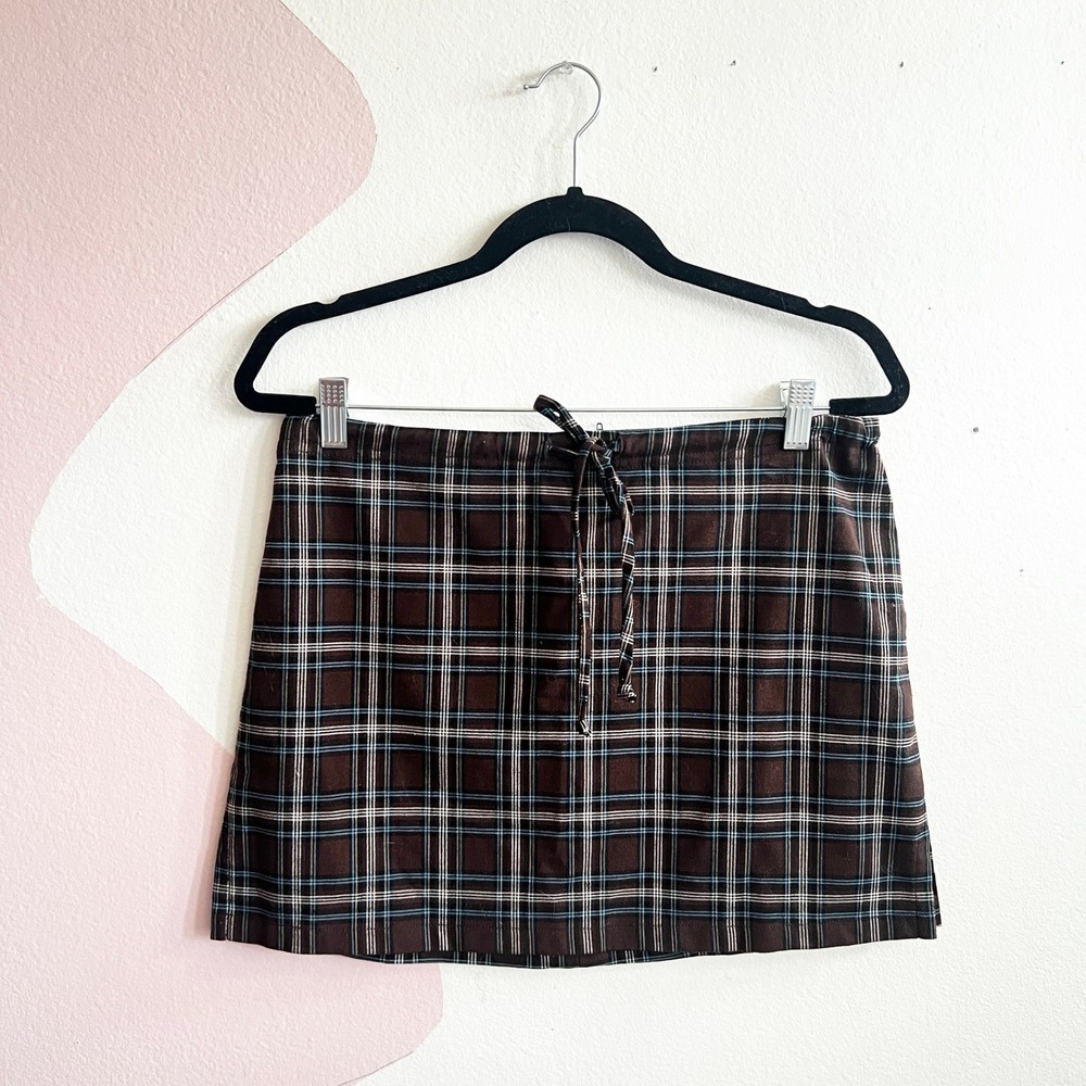 Vintage Y2K Plaid Mini Skirt 2000s Retro Schoolgirl Grunge Indie Sleaze Sz 9