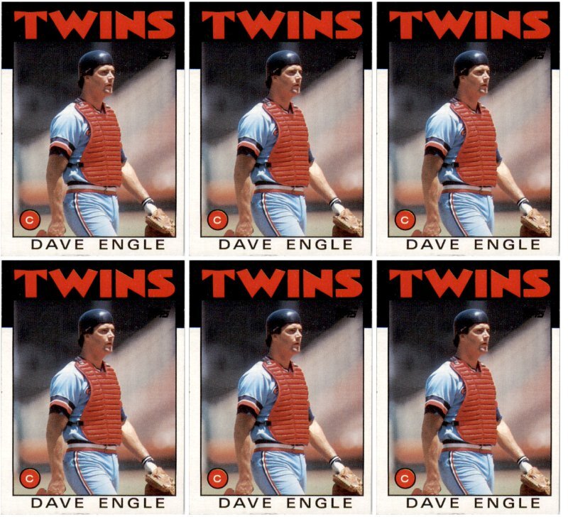 (6) 1986 Topps #43 Dave Engle Minnesota Twins Card Lot