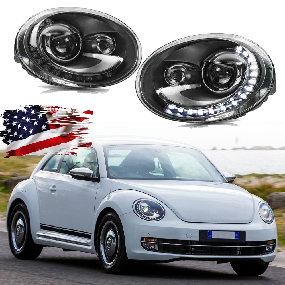 Pair LED Headlights Assembly Headlmps Left+Right For Volkswagen Beetle 2012-2019