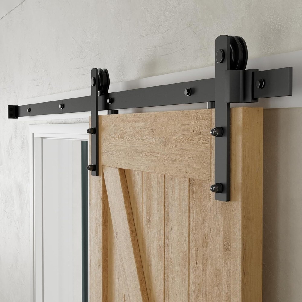 6 Feet Heavy Duty Sturdy Sliding Barn Door Hardware Kit -Smoothly and Quietly -E