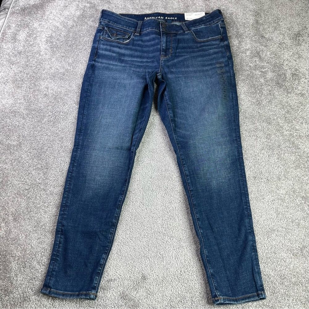 American Eagle Jeggings Women's 18 Blue Skinny Mid Rise Dark Denim Stretch