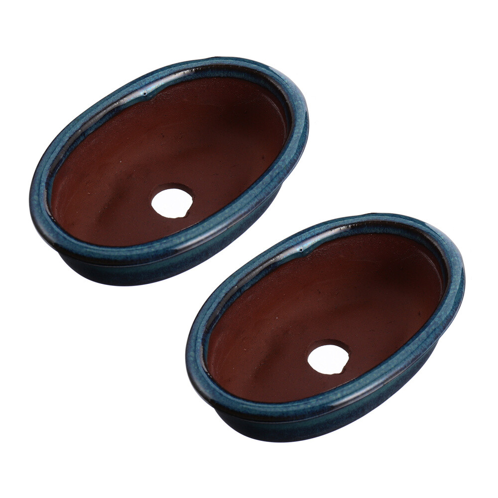 2 Pcs Purple Clay Flower Pot Vases Mini Bonsai Flowerpot Glazed Ornaments