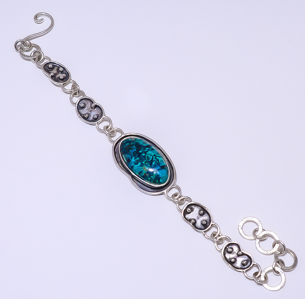 Bisbee Azurite 925 Sterling Silver Bracelet 7.99 Inches B_9206_72_14