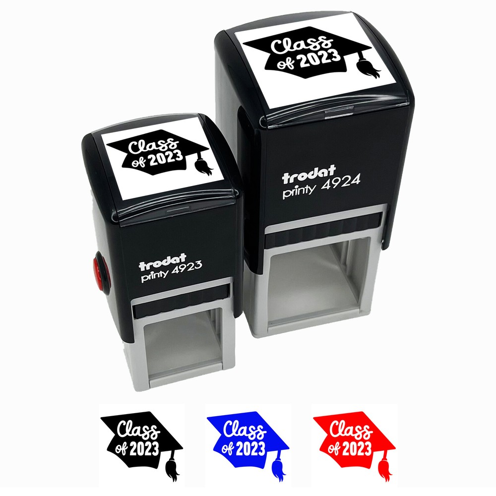 Class of 2023 Written on Graduation Cap Self-Inking Rubber Stamp Ink Stamper