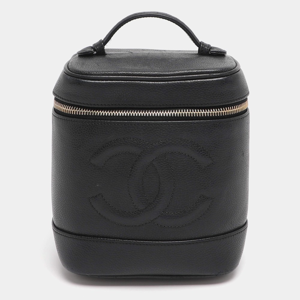 Chanel Black Caviar Leather Vanity Case