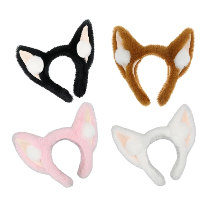 Sweet Women Washing Face Foxes Ear Headband Easter Cosplay Hairband Plush