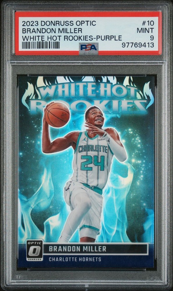 2023 PANINI DONRUSS OPTIC WHITE HOT ROOKIES PURPLE #10 BRANDON MILLER RC PSA 9