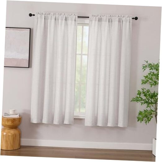 Linen Curtains 63 Inch Length 2 Panels, Faux 42