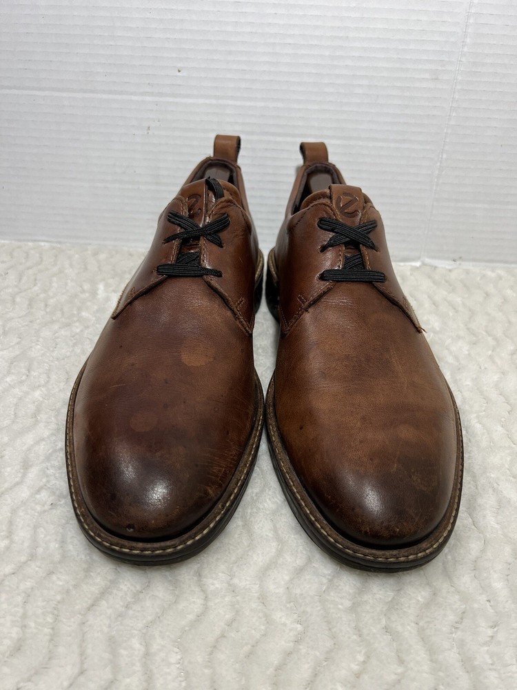 Ecco ST.1 Hybrid Plain Toe Derby Oxford Men's Sz 8 Dress Shoe Brown Leather