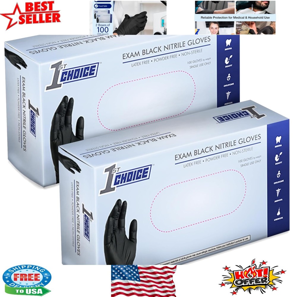 Small Black Nitrile Gloves - 200-Pack for Safe Food Handling