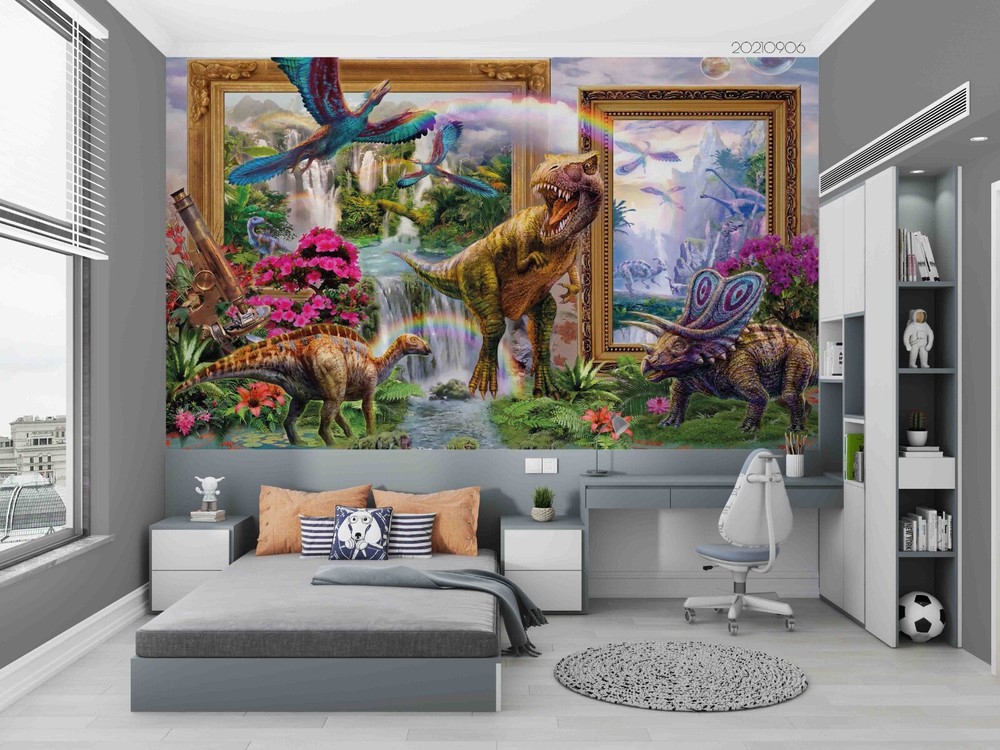 3D Nature Landscape Dinosaur Wall Murals Wallpaper Murals Wall Sticker