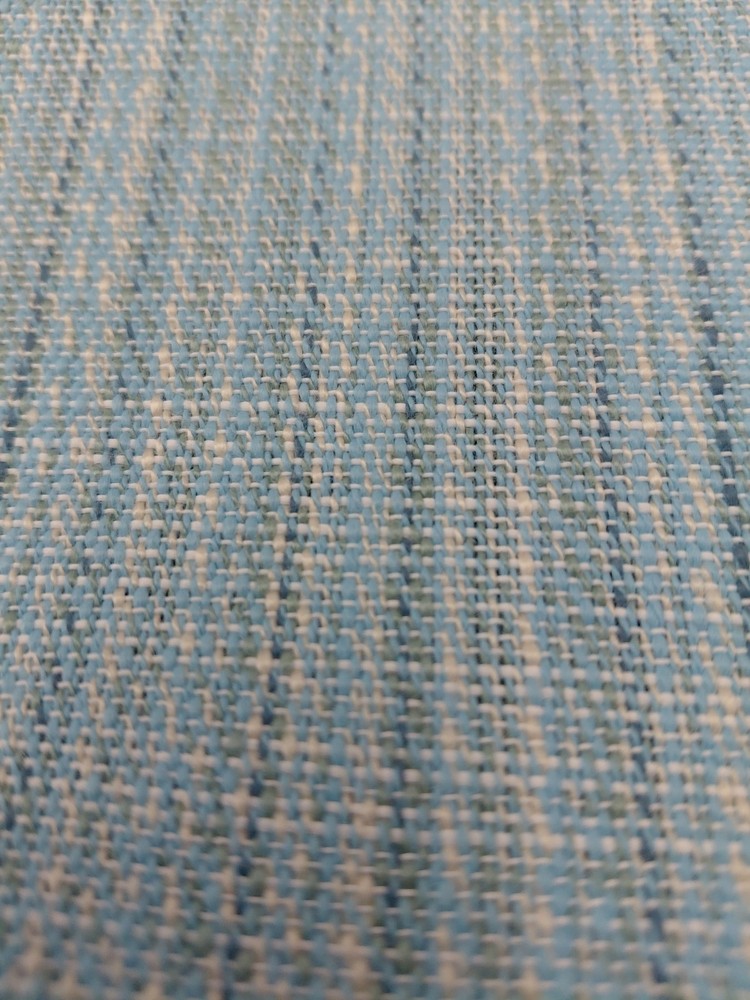 3.375 Yards. Perennials. Outdoor  Aqua. Stripe Fabric Remnant